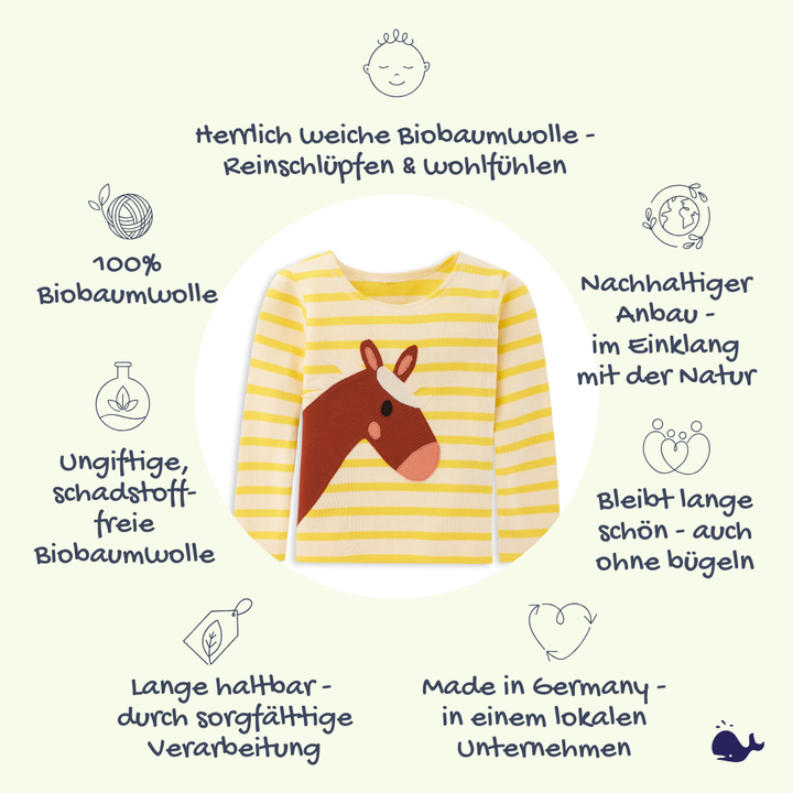 Das macht unser Mädchen Ringelshirt mit Pferd so besonders