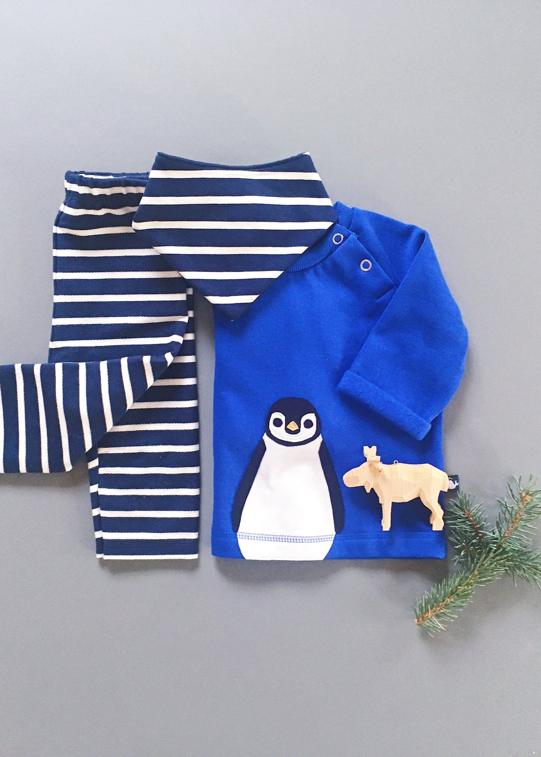 3-teiliges Baby Geschenk-Set "Pinguin" aus 100% Biobaumwolle von internaht