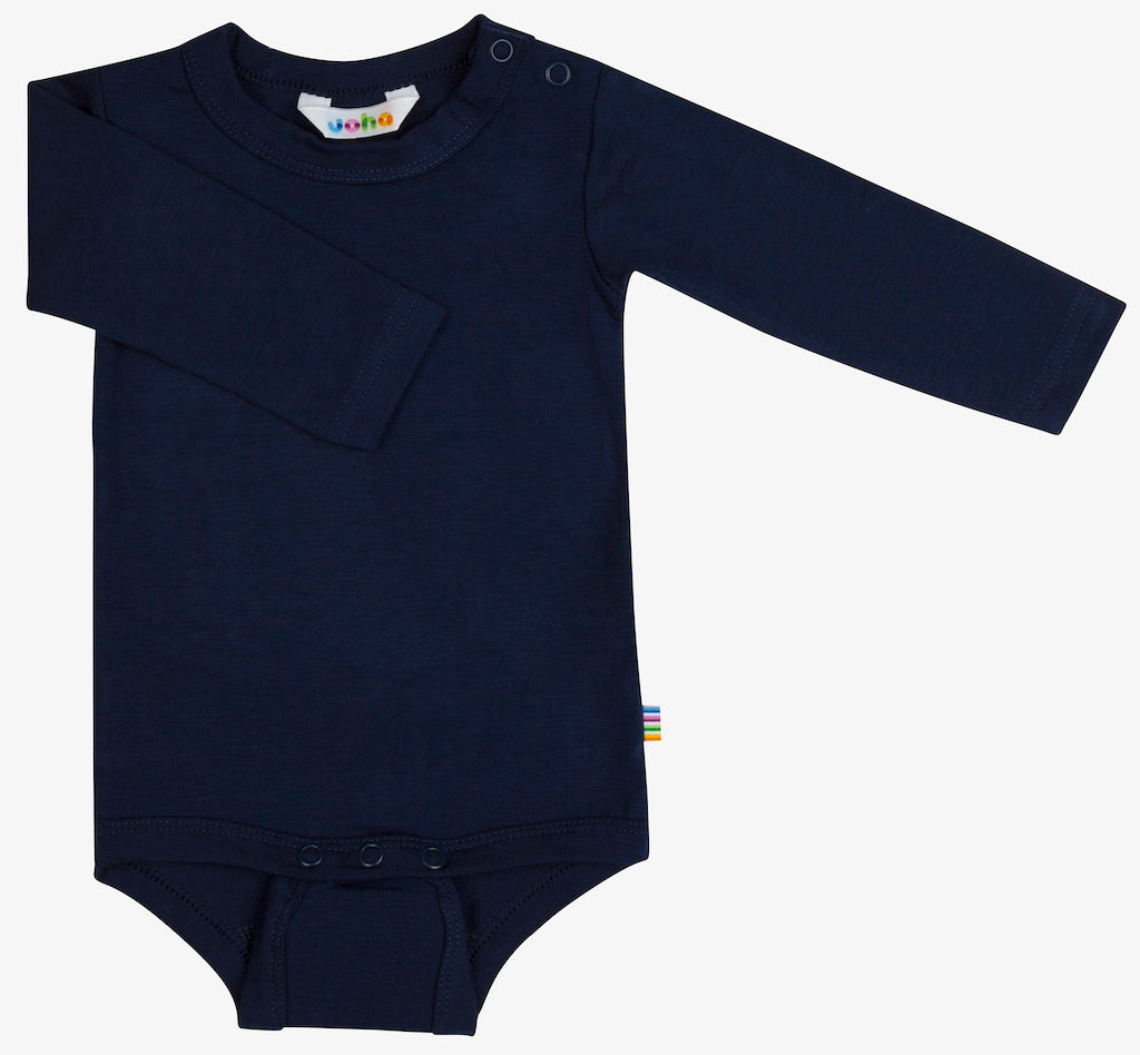 Joha Baby Body Langarm aus 100% Merinowolle in Navy