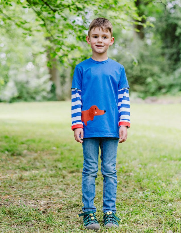Langärmeliges Shirt für Kinder mit Dackel Motivaus 100% Biobaumwolle von internaht