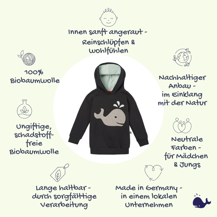 Das macht unseren Kinder Hoodie mit Wal so besonders