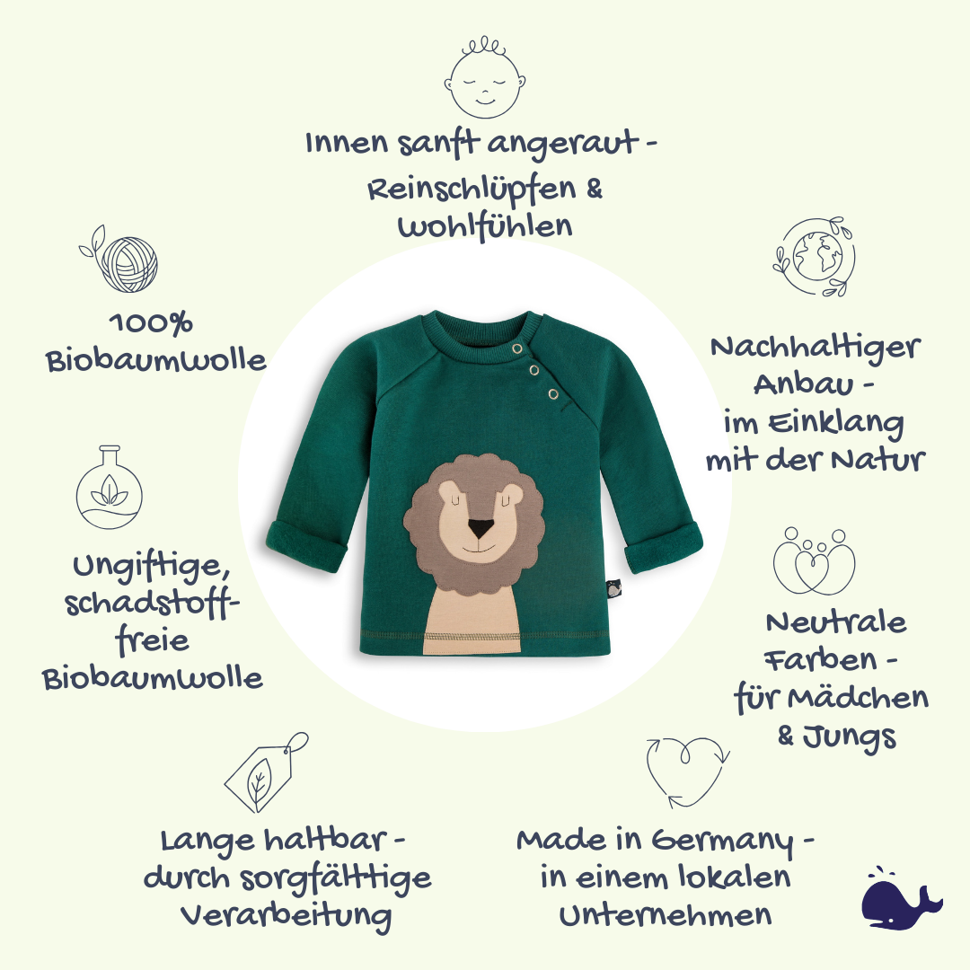 Das macht unser Löwen Sweatshirt für Babys so besonders