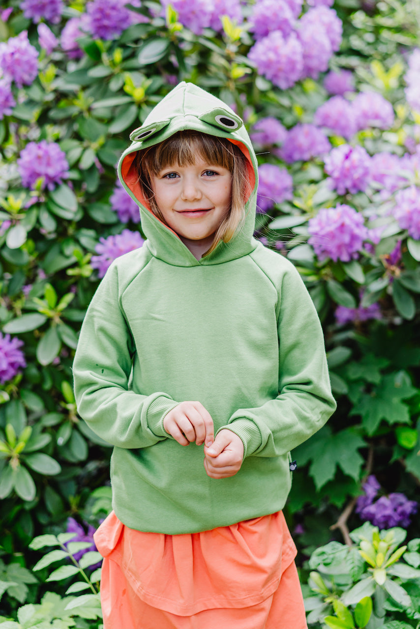 Frosch Hoodie für Kinder aus 100% Biobaumwolle von internaht