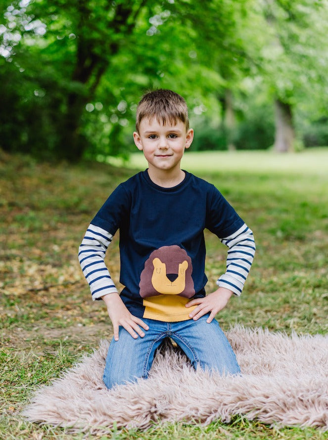Langarm Shirt mit Löwe für Kinder aus Biobaumwolle von internaht