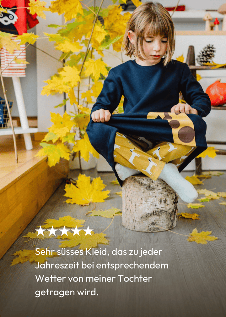 Kundenstimme zum Mädchenkleid mit Giraffe aus 100% Biobaumwolle von internaht