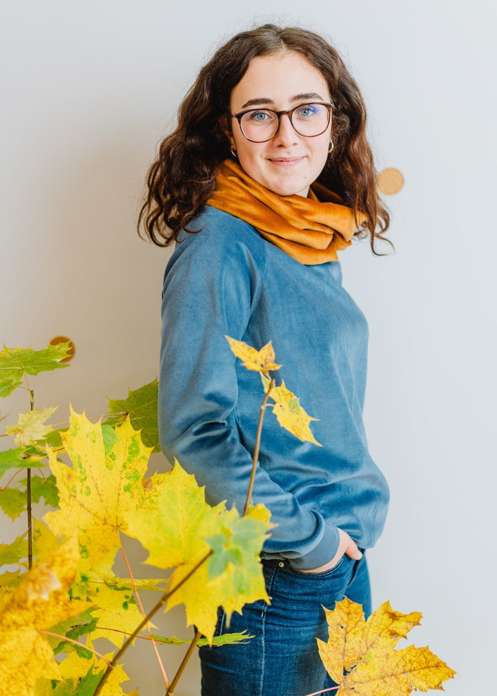 Nicki Pullover für Damen in Taubenblau aus 100% Biobaumwolle von internaht