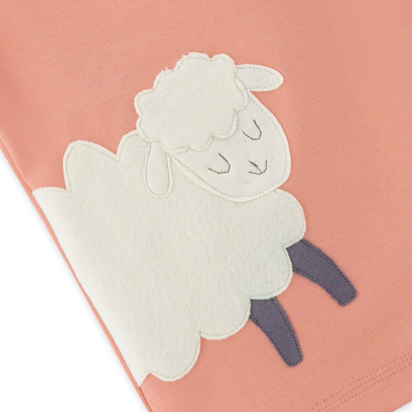 Detail zur Applikation zum Kinder T-Shirt mit Schaf aus 100% Biobaumwolle von internaht