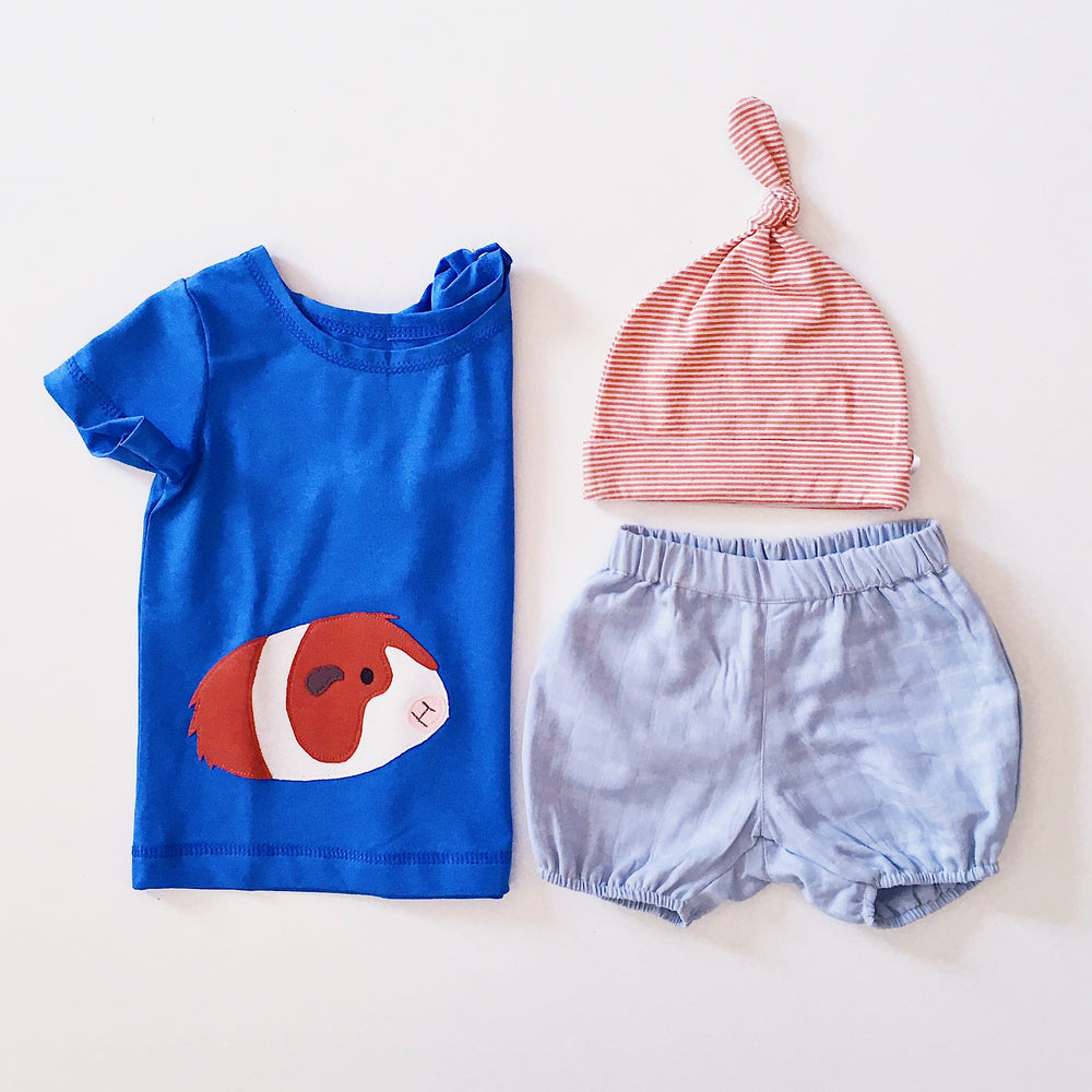 Baby Bloomers, Baby Shirt Meerschweinchen und Mützchen aus Bio Baumwolle von pigeon